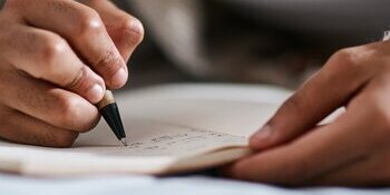 Close up of a writer's hands